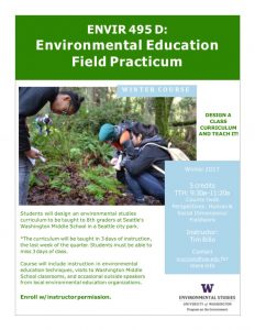 ENVIR 495 D Winter Course Flyer