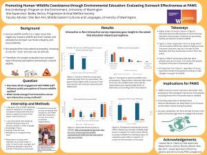 A scientific poster examining how direct engagement with PAWS staff influences public perceptions of human-wildlife conflict. The study found that environmental education and outreach were effective in promoting healthy perceptions of wildlife. 